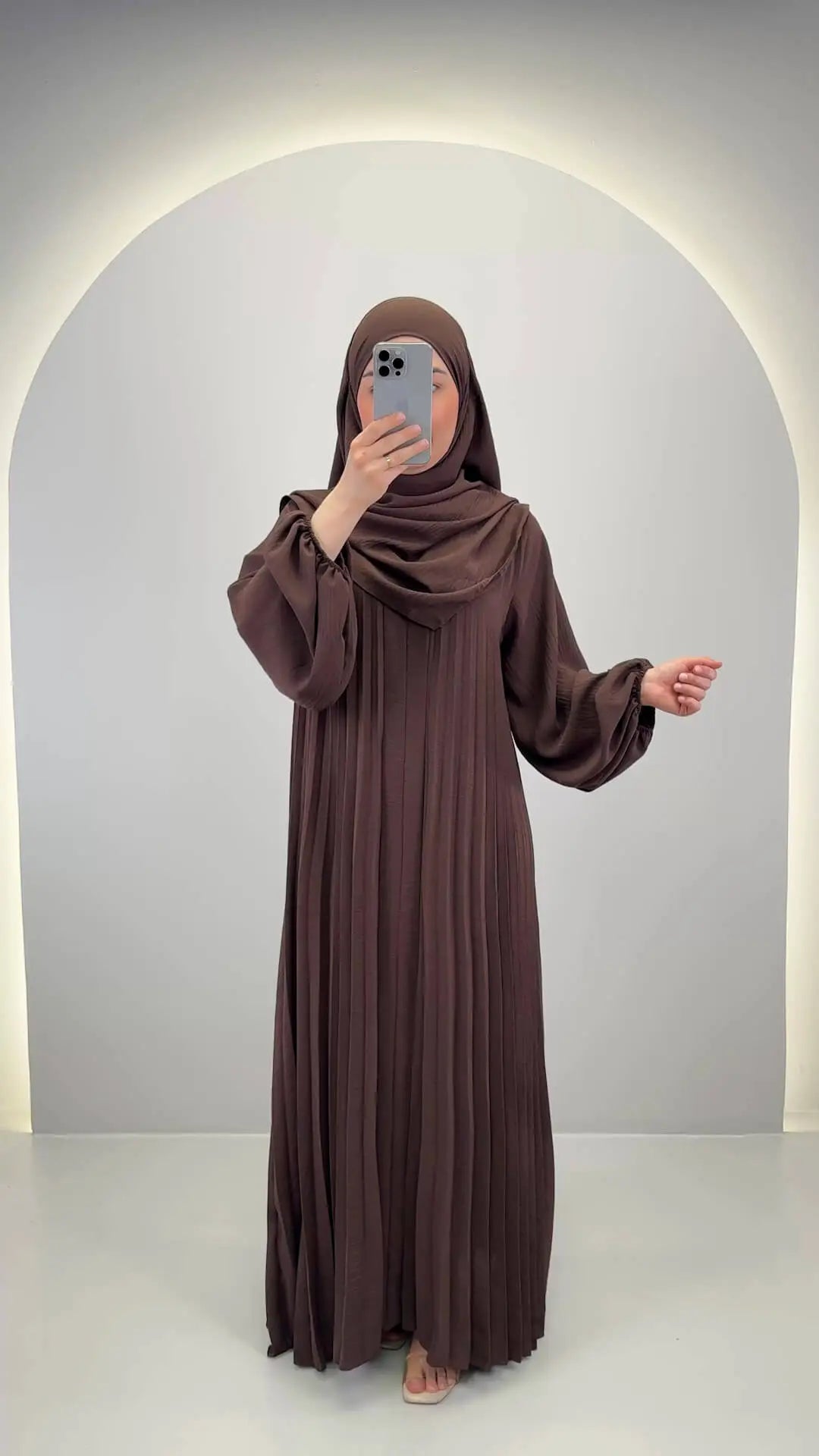 Hifaya Abaya Set with Khimar Brown