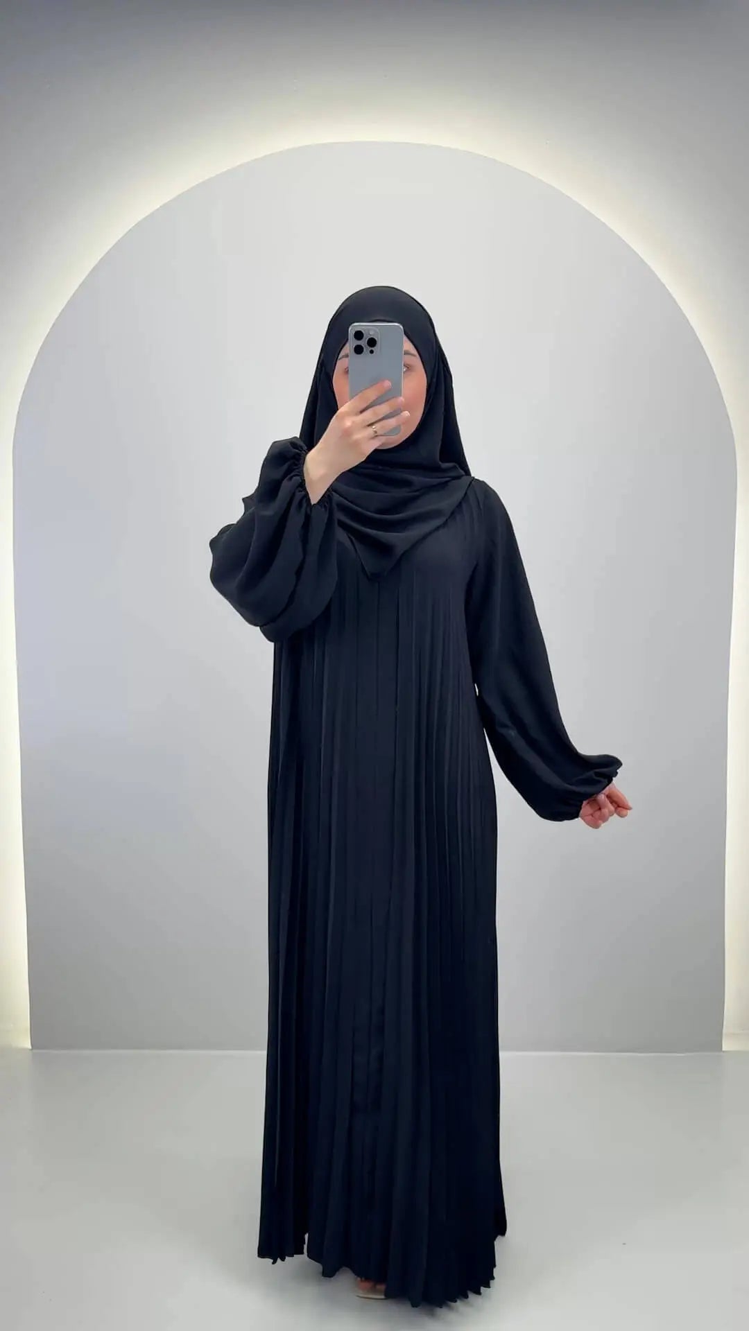 Hifaya Abaya Set with Khimar Black