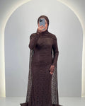 Liora Evening dress Brown with Hijab
