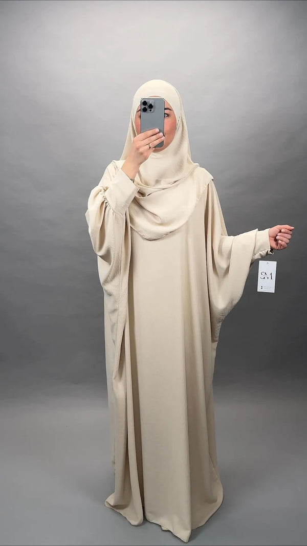 Sila Abaya Set mit Khimar Beige - Semode