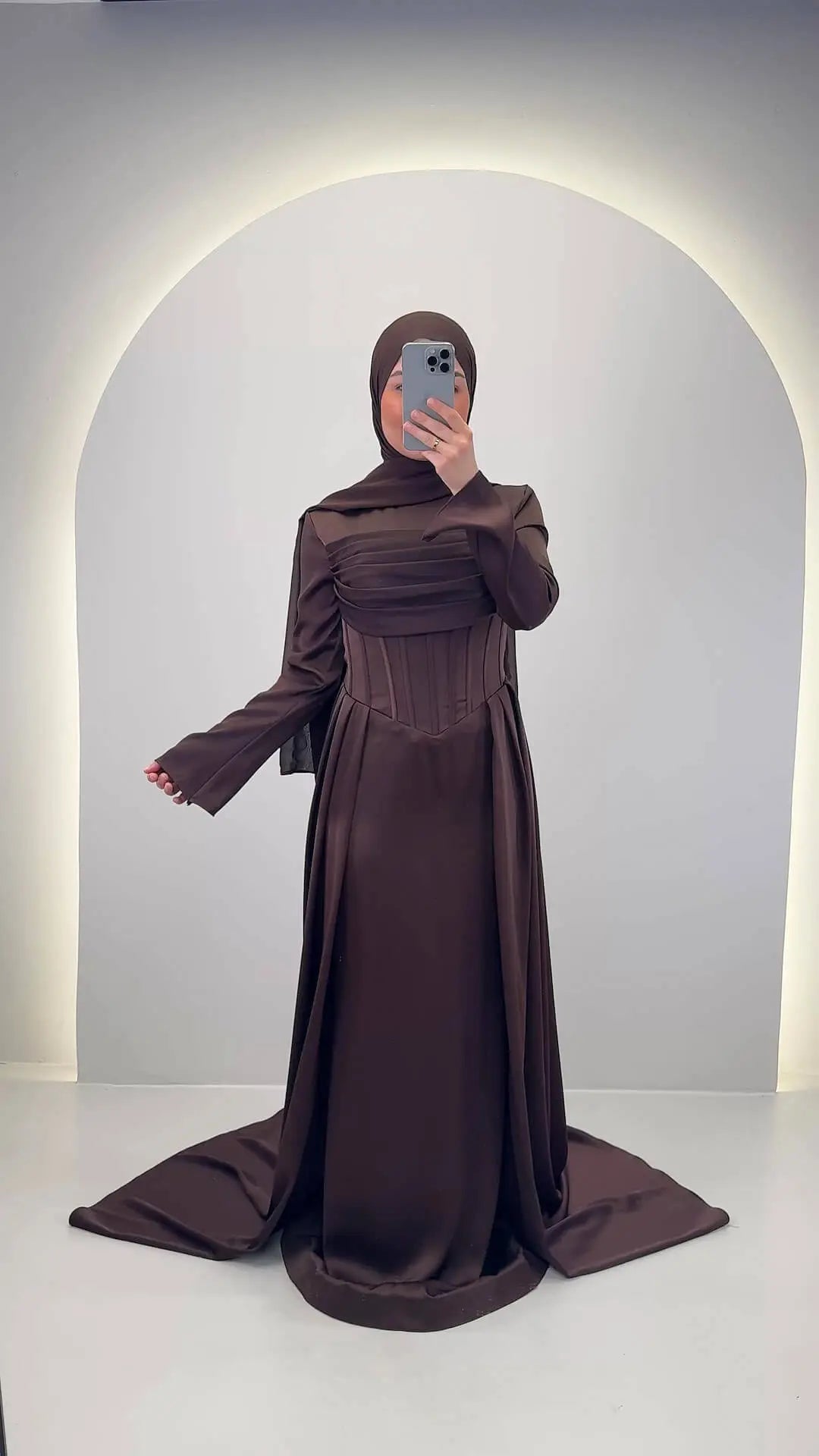 Uray Evening dress Brown with Hijab